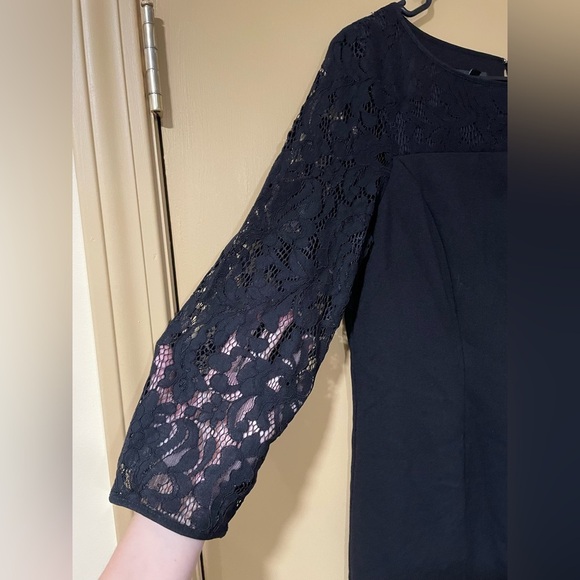Talbots Elegant Black Lace Sleeve Dress - Picture 4 of 8